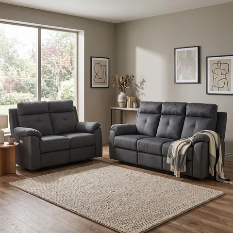 Palermo 3+2 Fabric Suite Anthracite (Electric)