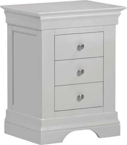 Bordeaux 3 Drawer Bedside - Pebble Grey