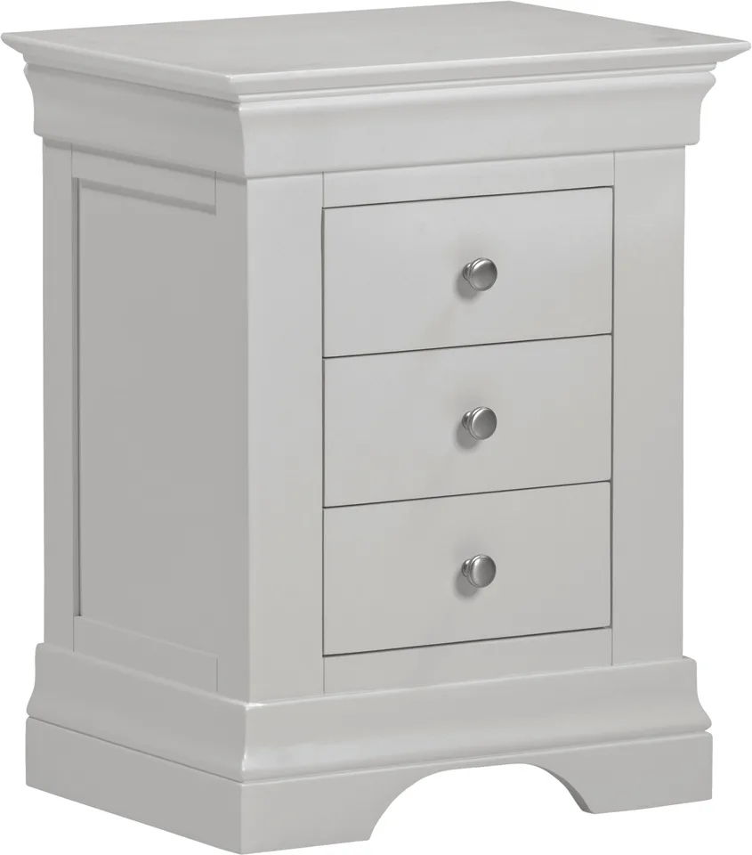 Bordeaux 3 Drawer Bedside - Pebble Grey