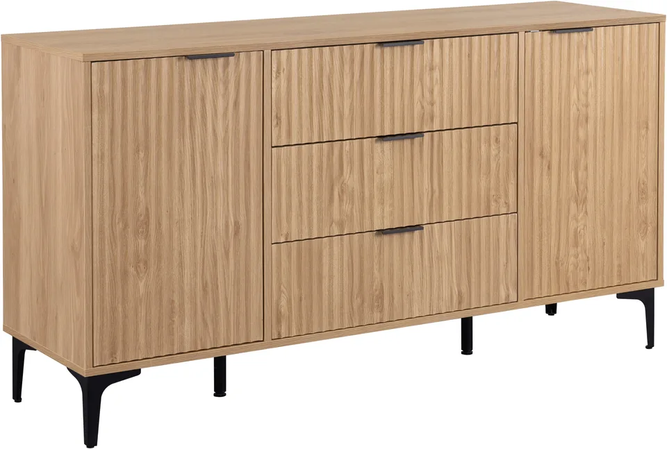 Miami 2 Door 3 Drawer Sideboard - Oak Effect/Black