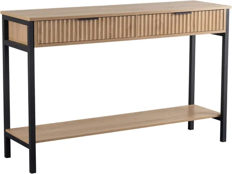 Miami 2 Drawer Console - Oak Effect/Black