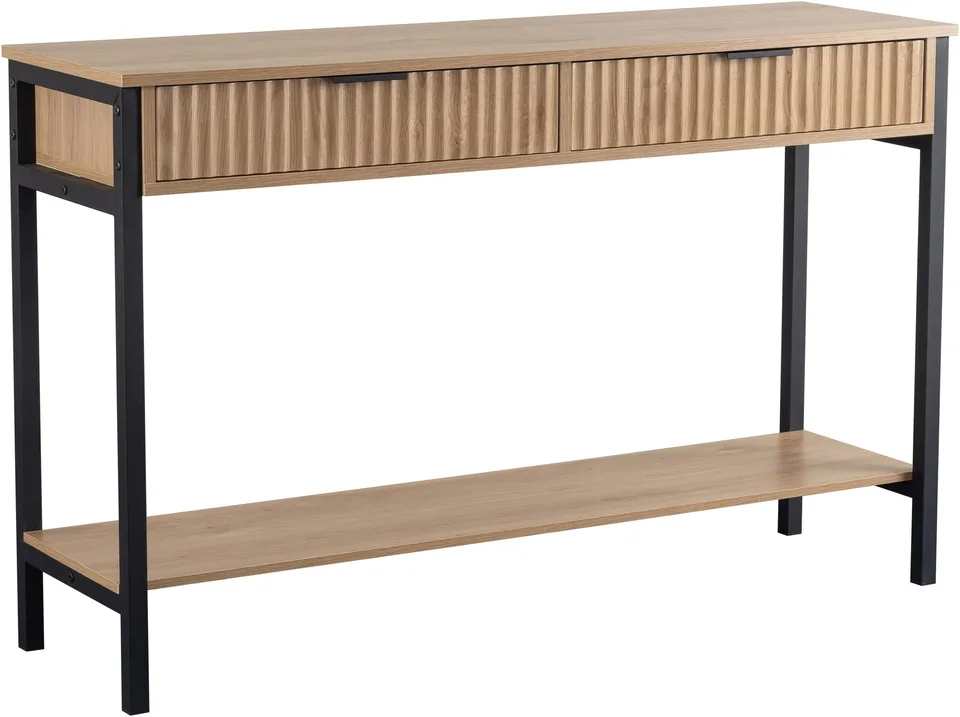 Miami 2 Drawer Console - Oak Effect/Black