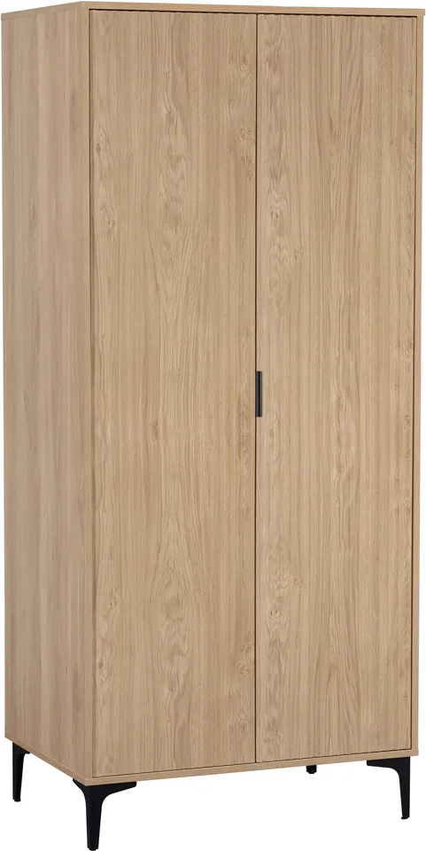 Miami 2 Door Wardrobe - Oak Effect/Black