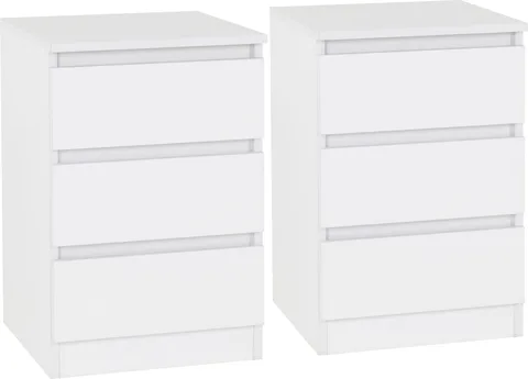 Malvern 3 Drawer Bedside (Pair) - White