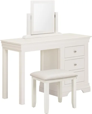 Bordeaux 3 Drawer Dressing Table Set - Ivory/Oat Fabric
