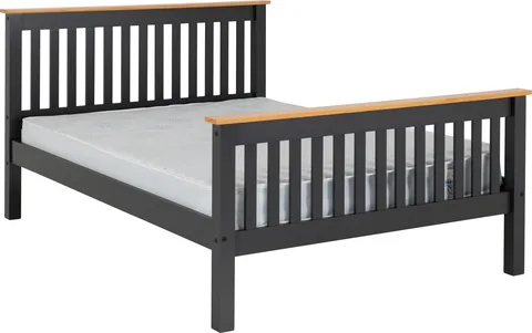 Monaco 4'6" Bed High Foot End - Dark Grey/Oak Effect