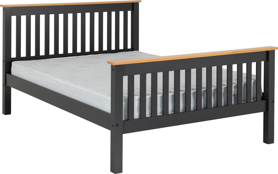 Monaco 4'6" Bed High Foot End - Dark Grey/Oak Effect
