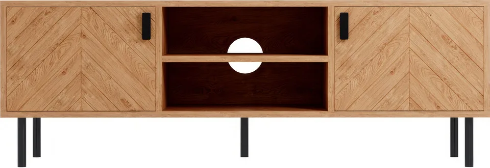 Leon 2 Door Tv Unit - Medium Oak Effect