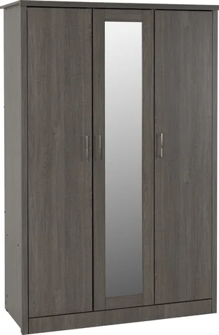 Lisbon 3 Door Wardrobe - Black Wood Grain
