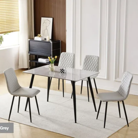 Argenta 120cm Dining Set - Light Grey Chairs