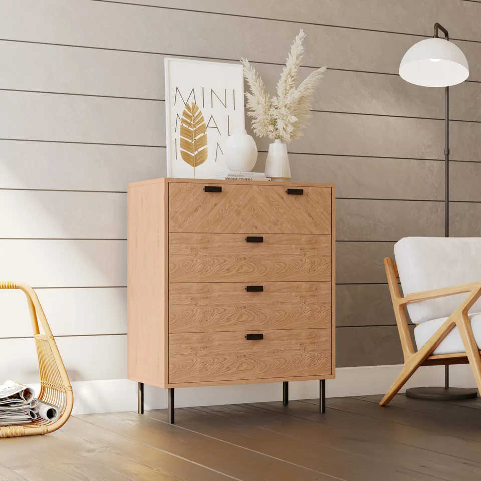 Leon 3+2 Drawer Chest - Medium Oak Effect