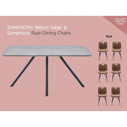 Symphony 160cm Dining Set - Rust Dining Chairs