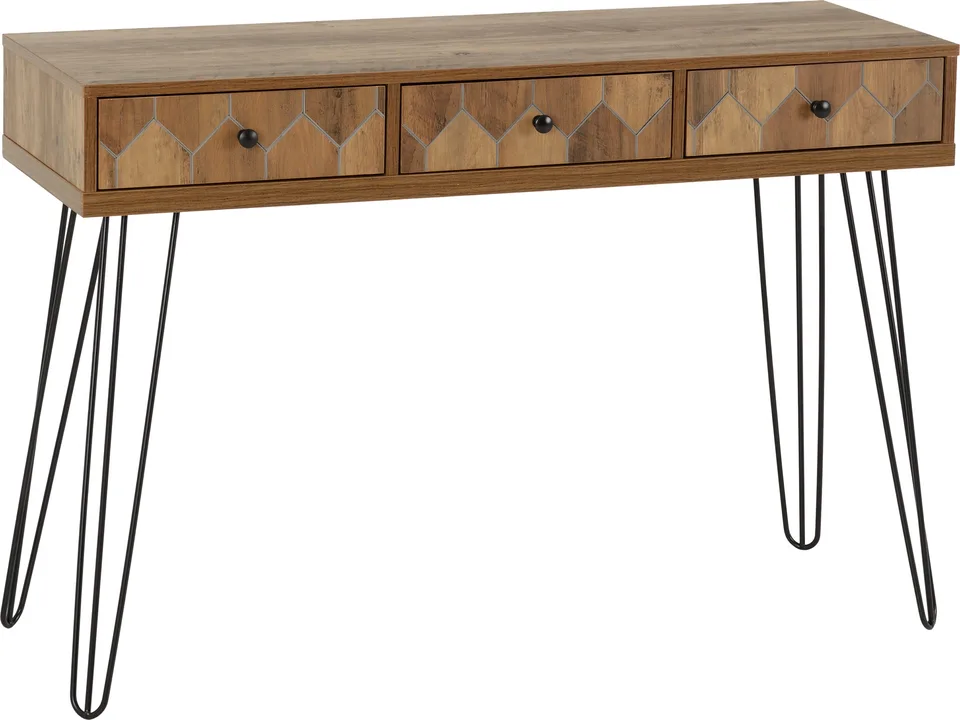 Ottawa 3 Drawer Console Table - Medium Oak Effect/Black