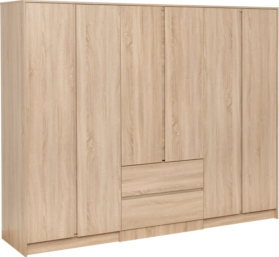Malvern 6 Door 2 Drawer Wardrobe - Sonoma Oak Effect