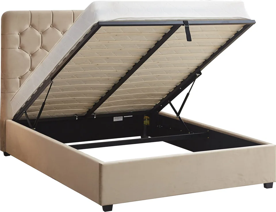 Madison Ottoman 5' Bed - Fawn Velvet Fabric