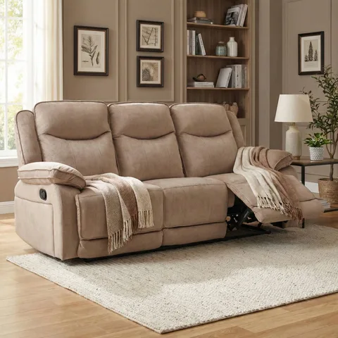 Clayton 3 Seater Recliner Light Brown