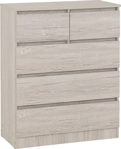 Malvern 3+2 Drawer Chest - Urban Snow