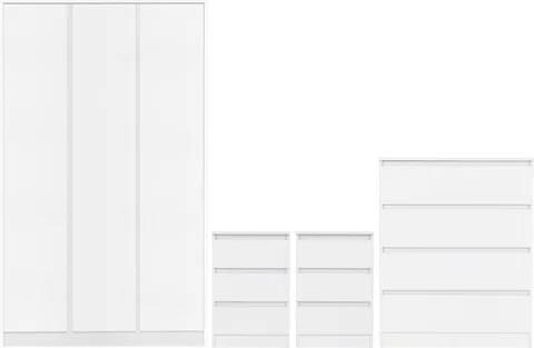 Malvern 3 Door Wardrobe Bedroom Set - White