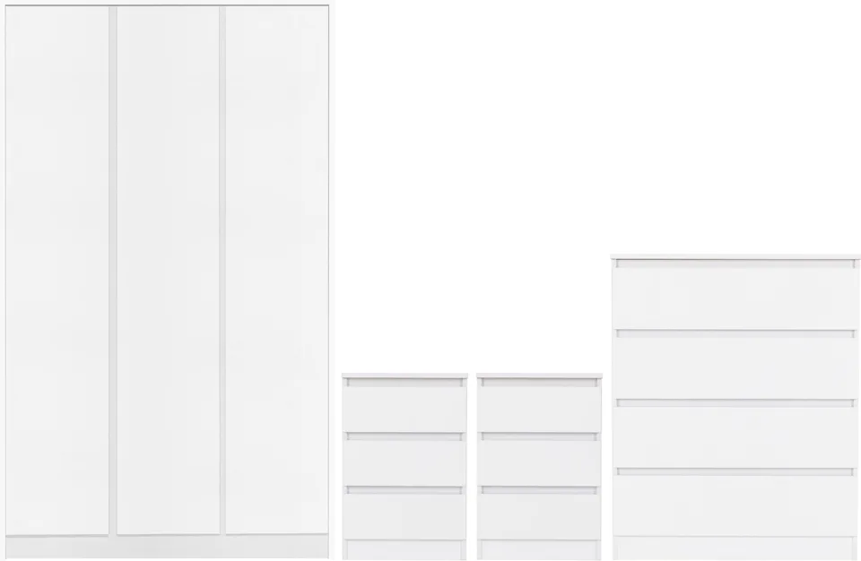 Malvern 3 Door Wardrobe Bedroom Set - White