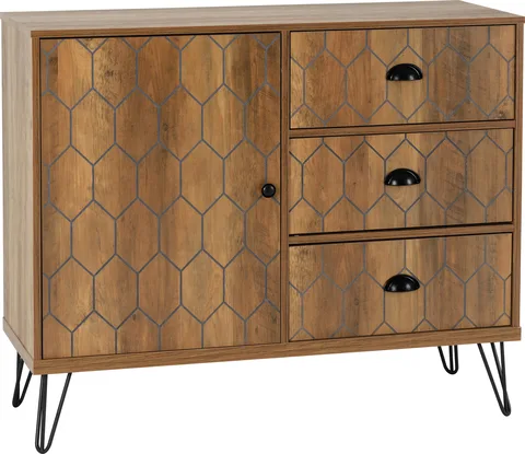 Ottawa 1 Door 3 Drawer Sideboard - Medium Oak Effect/Black