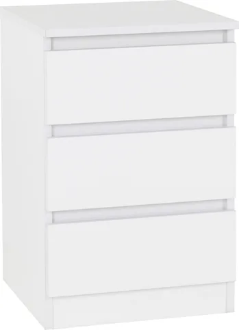 Malvern 3 Drawer Bedside - White