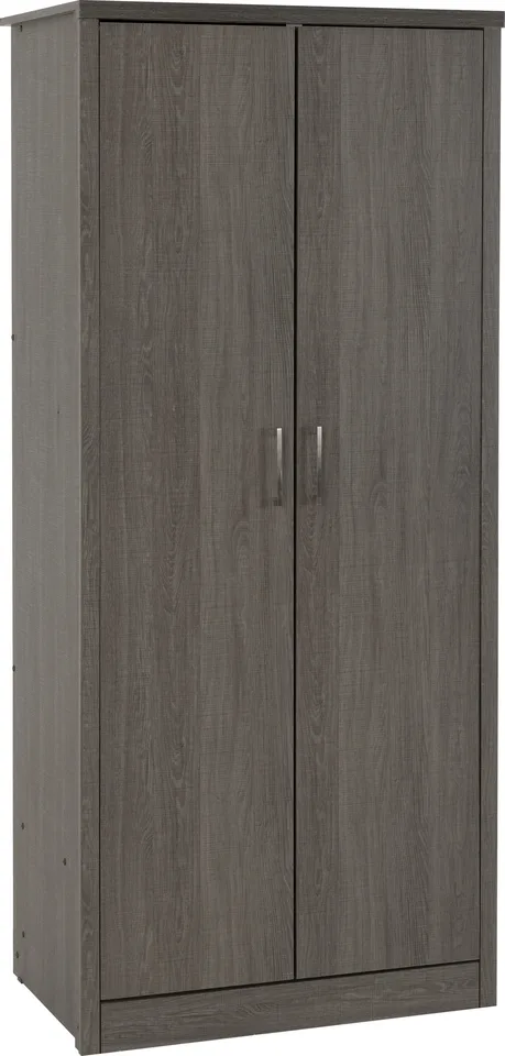 Lisbon 2 Door Wardrobe - Black Wood Grain