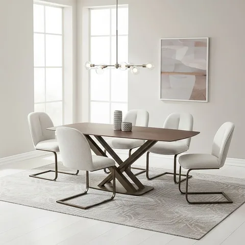 Solara Walnut 180cm Sintered Stone Dinning Set