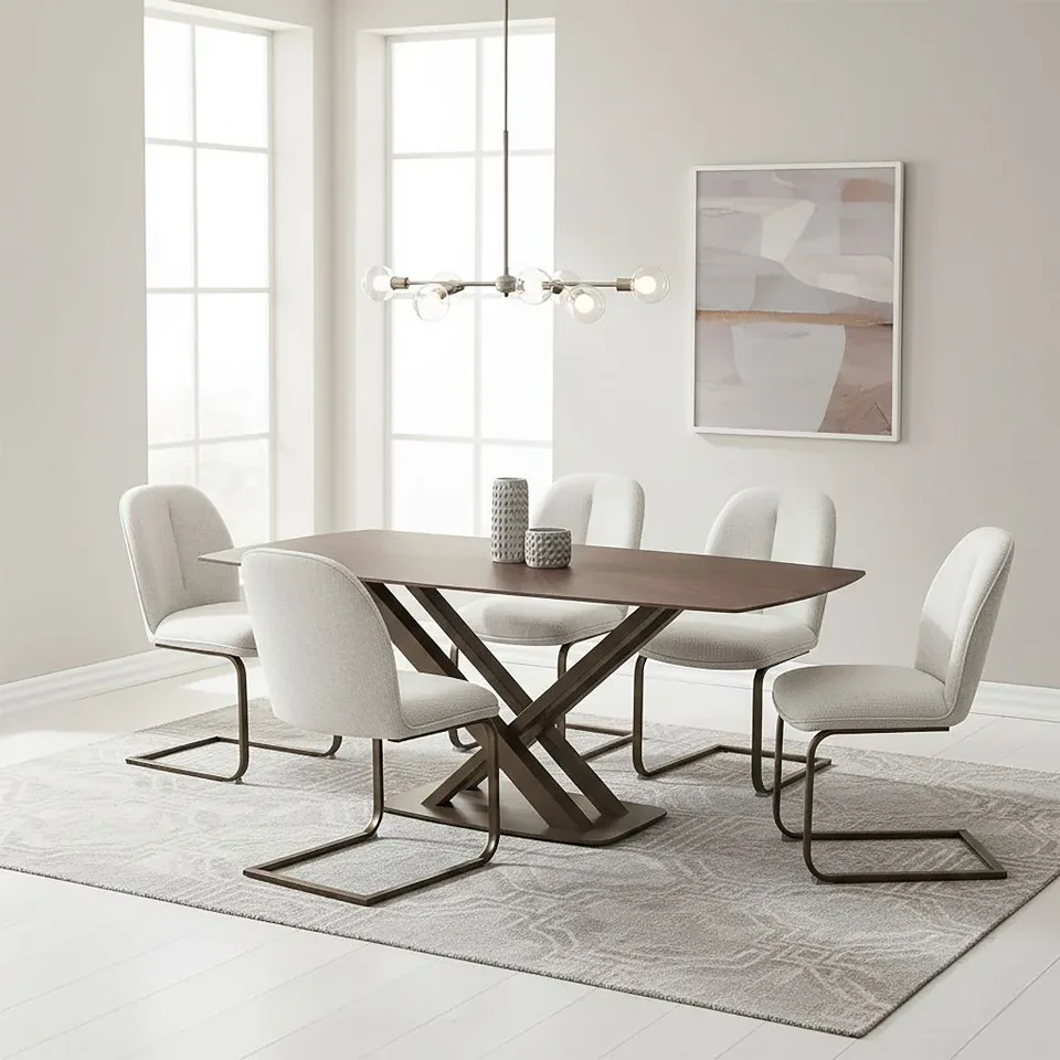 Solara Walnut 180cm Sintered Stone Dinning Set