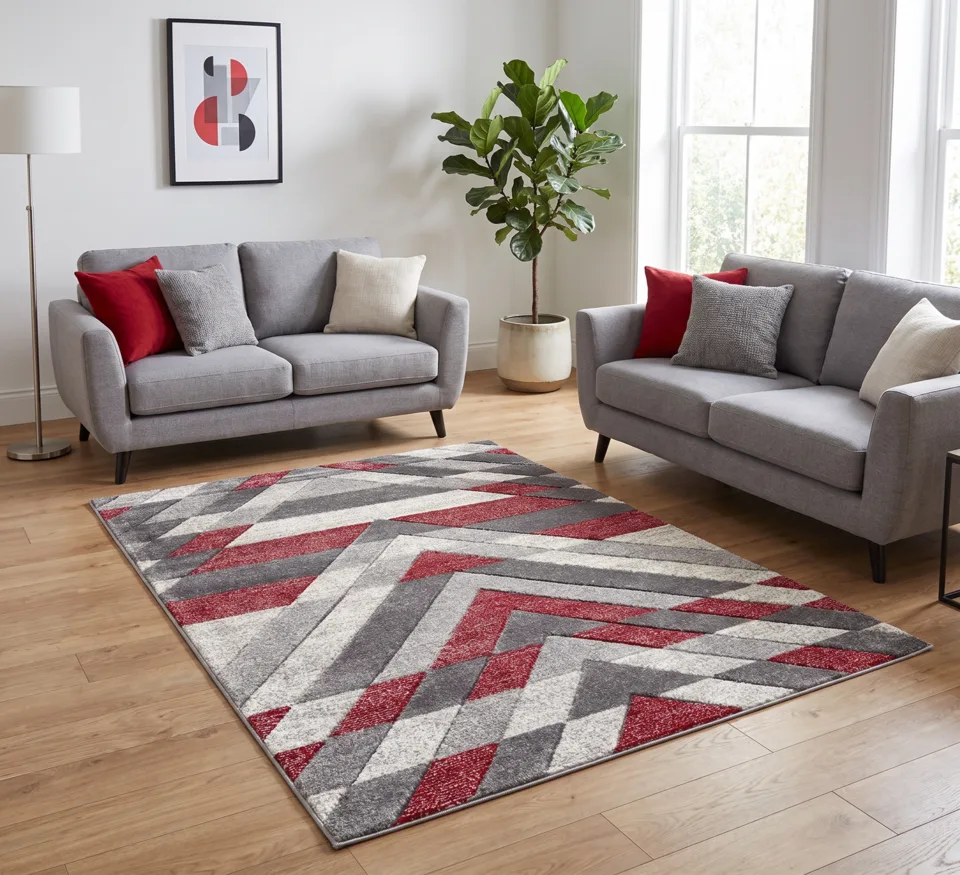 Asher Rug - 80 × 150 cm - Grey-Red