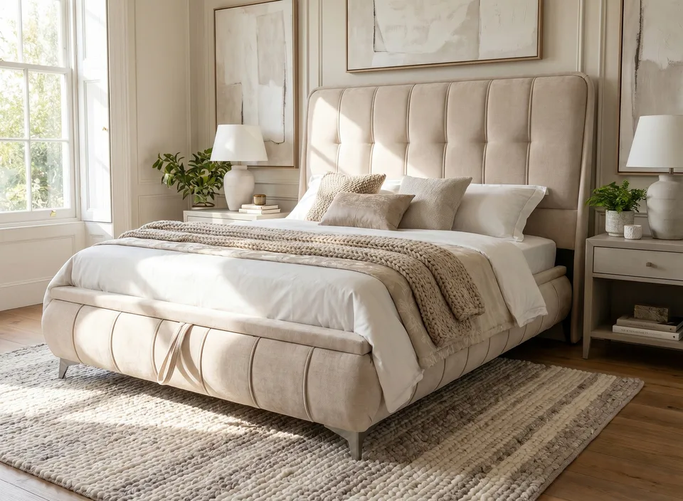 Limerick Gas Lift Bed - 4ft 6in, Beige
