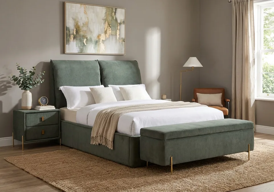 Waterford Gas Lift Bed - 4ft 6in, Green