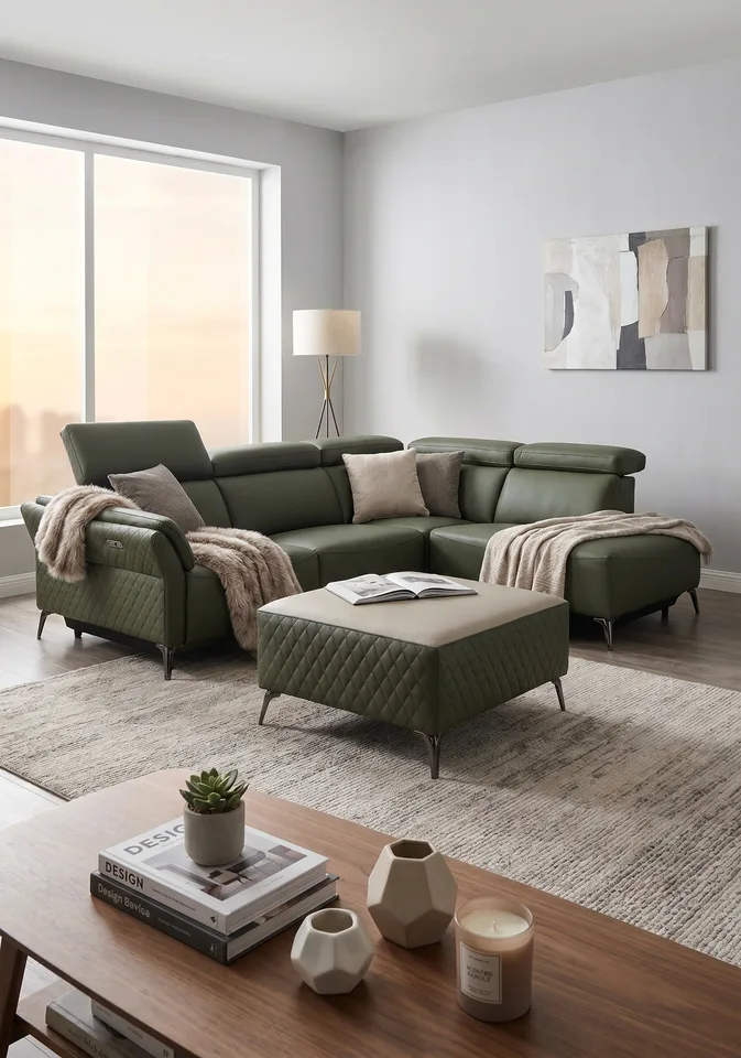 Milan Electric Corner Suite - Forest Green