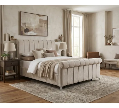 Carlow Gas Lift Bed - 4ft 6in, Beige
