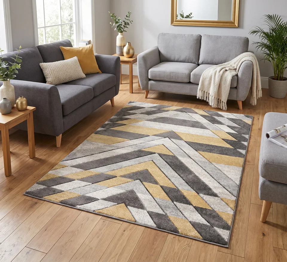 Asher Rug - 80 × 150 cm - Grey-Mustard