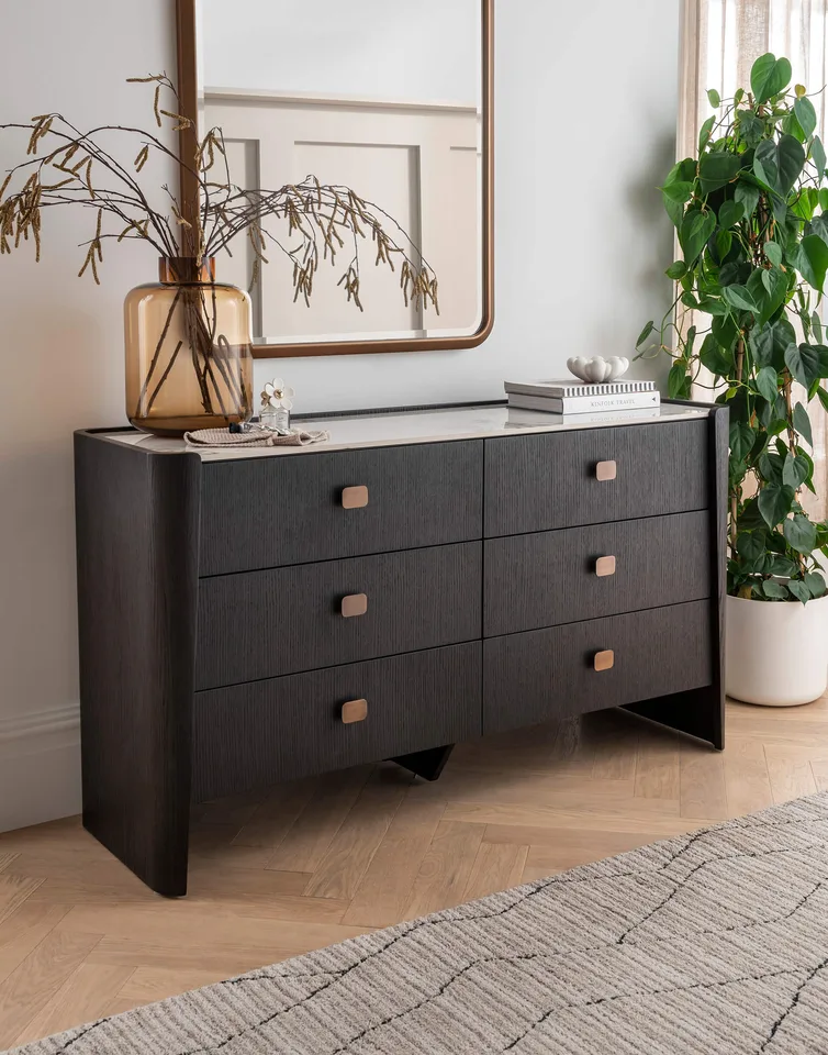 Rhodes Dressing Chest 6 Drawer - Ebony