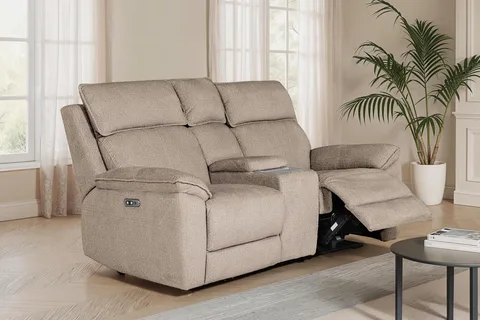 Blaine 2 Seater with Console Electric Recliner - Latte