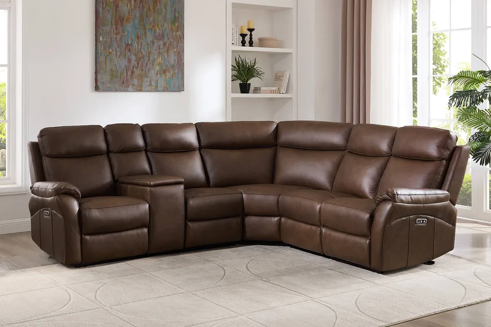Nardo Corner Group Electric Recliner - Brown