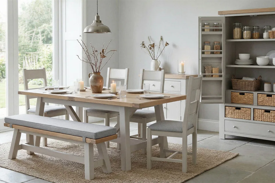 Doune Refectory Dining Table Extending - 1900-2350 / Taupe