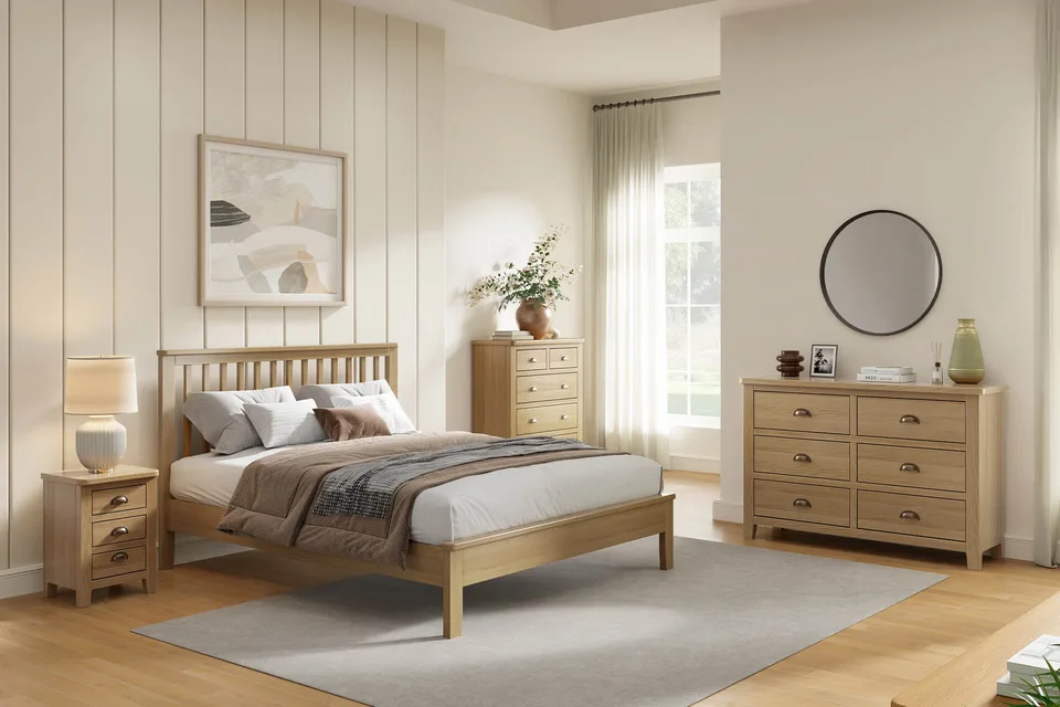 Marsden Bedside Table 3 Drawer - Natural Oak