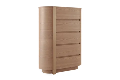 Portia Tall Chest 5 Drawer - Natural