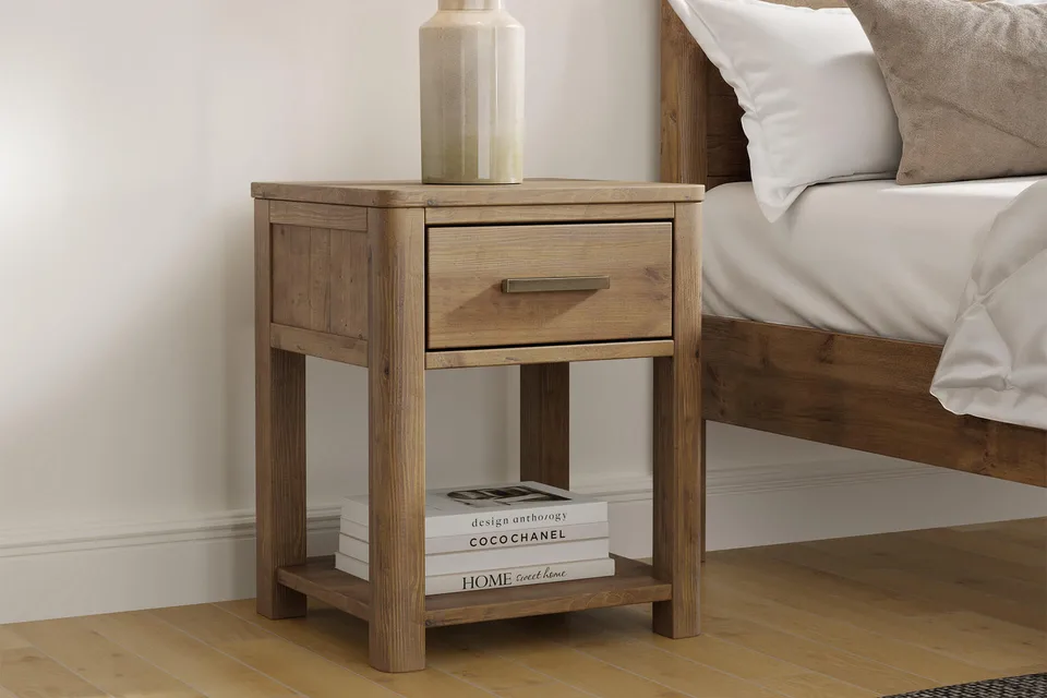 Inola Bedside Table 1 Drawer - Cashew