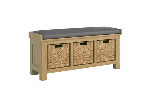 Delaney Bench Seat PU Fabric Cushion with Storage - Grey
