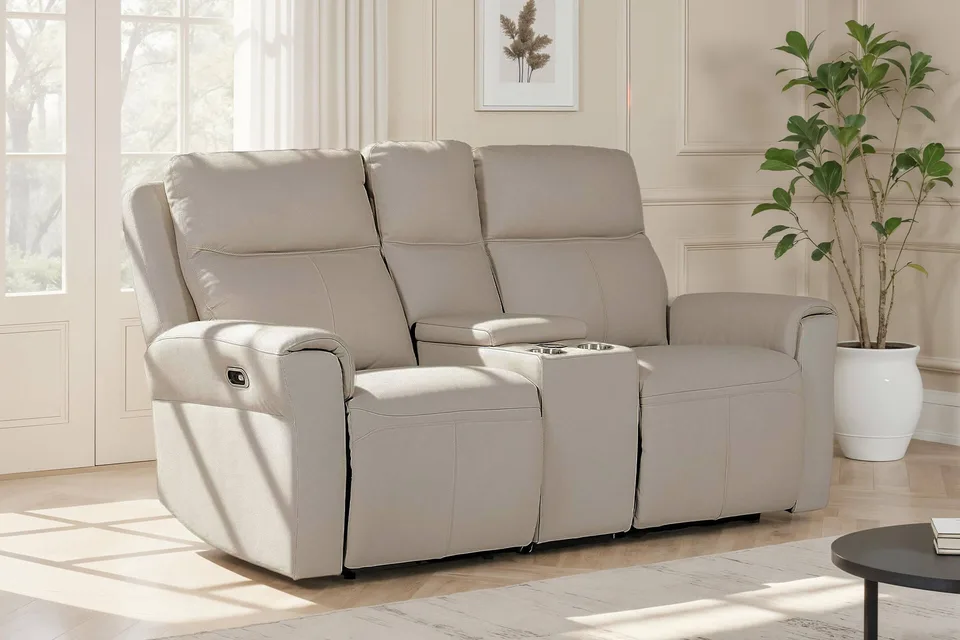 Russo 2 Seater with Console Electric Recliner - Stone