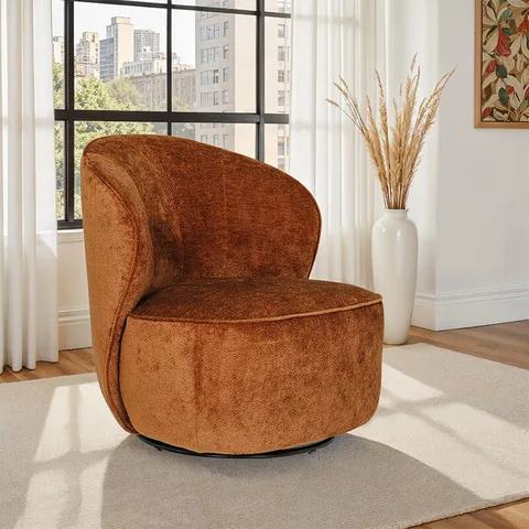 Edie Swivel Accent Chair - Rust