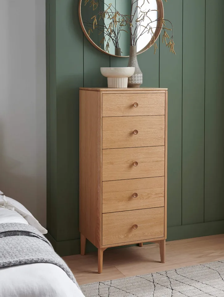 Hadley Tall Chest 5 Drawer - Oak Natural