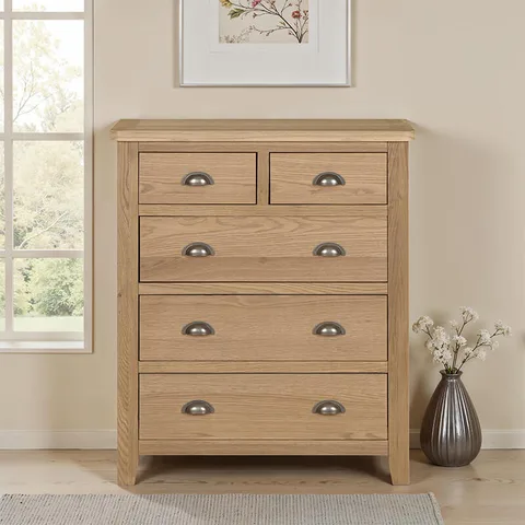 Marsden Tall Chest 5 Drawer - Natural Oak