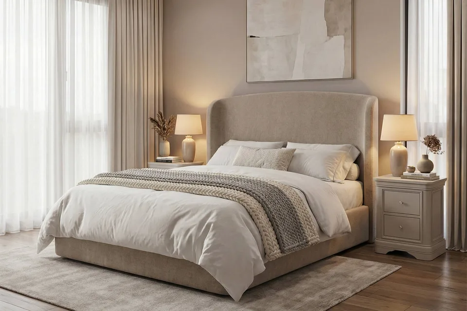 Blaire Ottoman Bed - 5ft / Beige