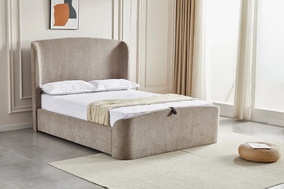 Blaire Ottoman Bed - 6ft / Beige