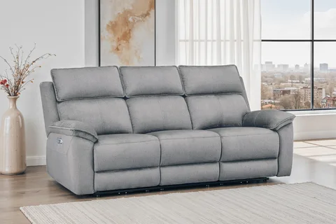 Blaine 3 Seater Electric Recliner - Greige