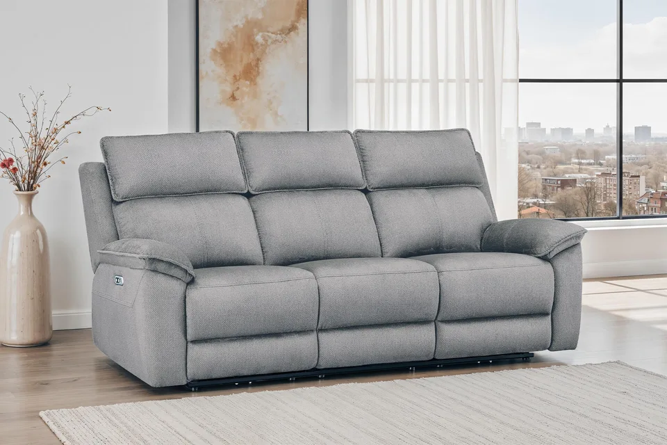Blaine 3 Seater Electric Recliner - Greige